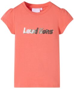 Kindershirt met kapmouwen 116 koraalkleurig