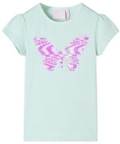 Kindershirt met kapmouwen 116 lichtmintkleur