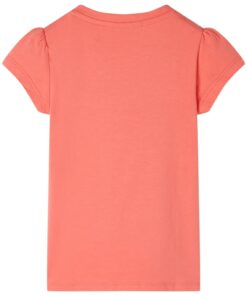 Kindershirt met kapmouwen 128 koraalkleurig