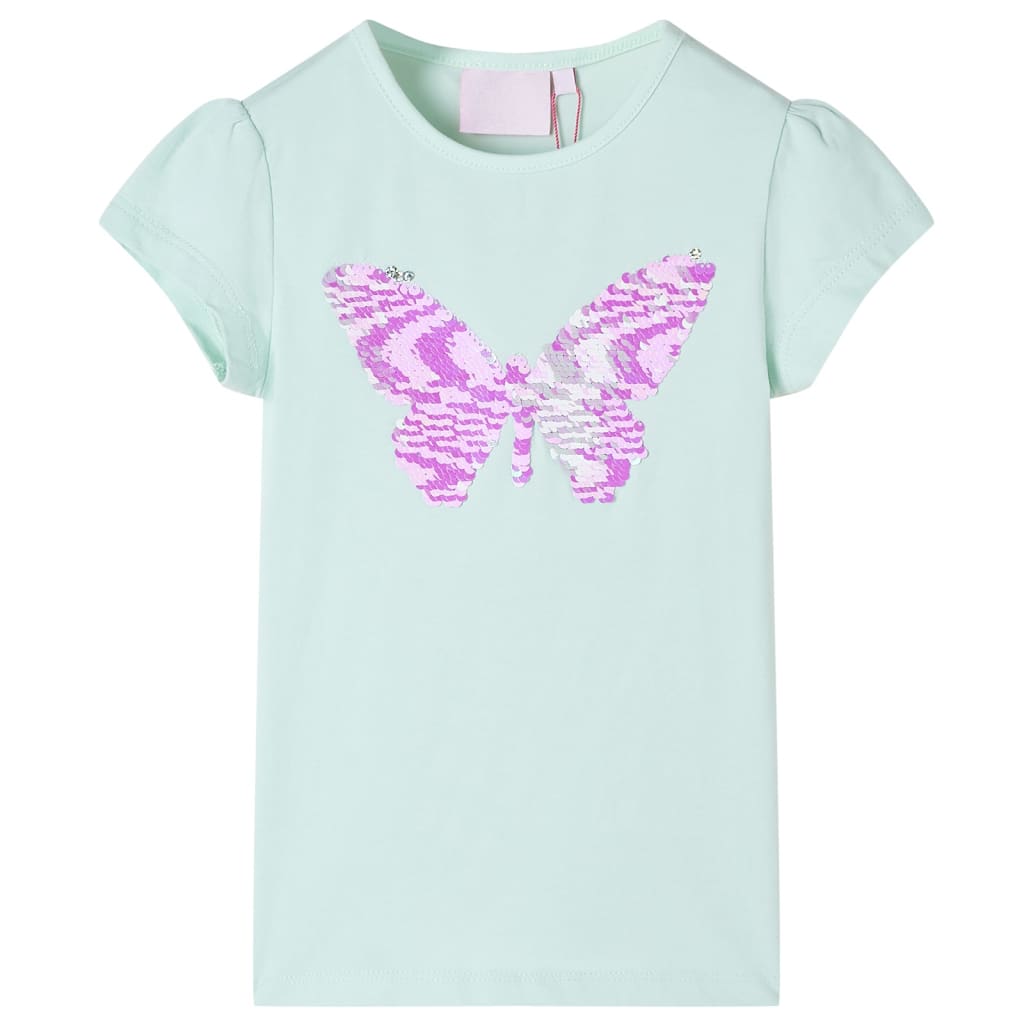 Kindershirt met kapmouwen 128 lichtmintkleur