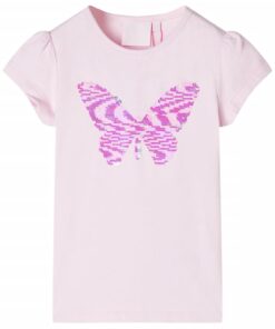 Kindershirt met kapmouwen 128 zachtroze