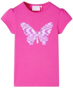 Kindershirt met kapmouwen 140 donkerroze