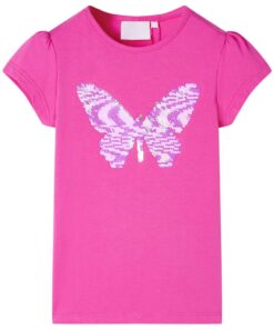 Kindershirt met kapmouwen 92 donkerroze