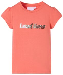 Kindershirt met kapmouwen 92 koraalkleurig