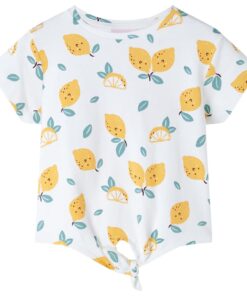 Kindershirt met knoop in de zoom 104 ecru