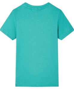 Kindershirt met korte mouwen 104 donkermintkleurig