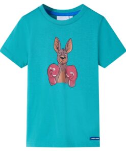 Kindershirt met korte mouwen 104 donkermintkleurig