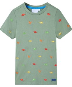 Kindershirt met korte mouwen 104 kakikleurig