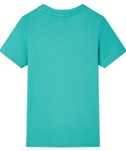 Kindershirt met korte mouwen 116 donkermintkleurig