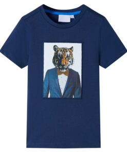 Kindershirt met korte mouwen 128 donkerblauw