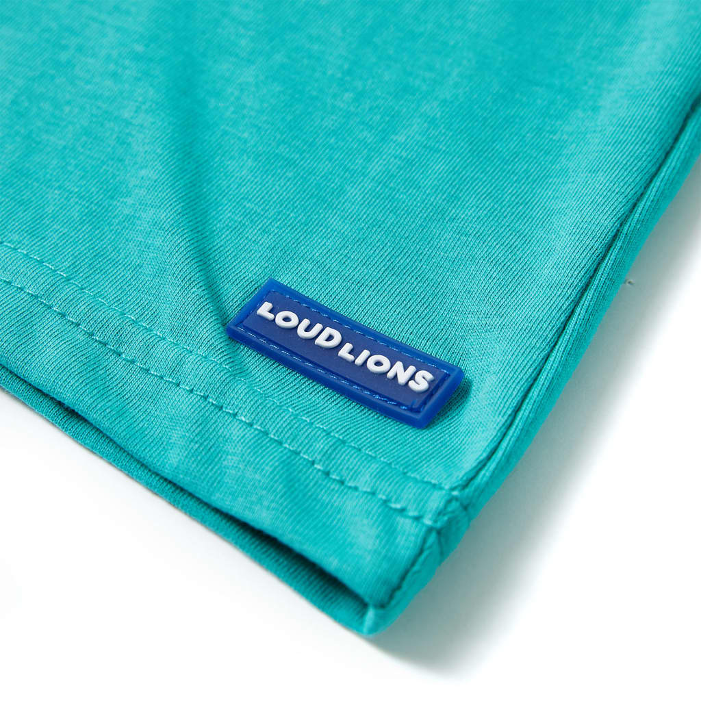 Kindershirt met korte mouwen 128 donkermintkleurig - Image 5