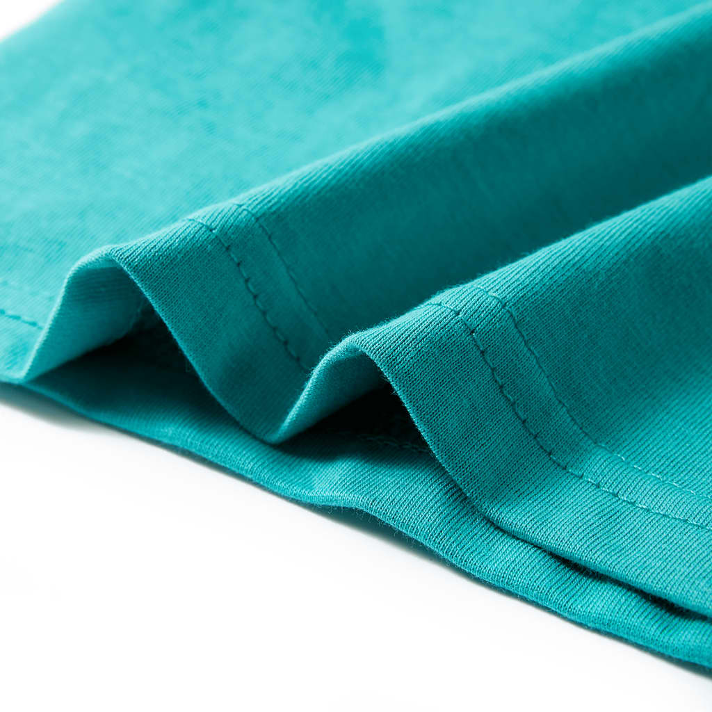 Kindershirt met korte mouwen 128 donkermintkleurig - Image 6