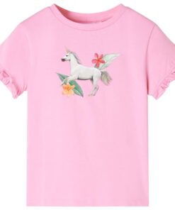 Kindershirt met korte mouwen 128 felroze