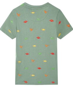 Kindershirt met korte mouwen 128 kakikleurig