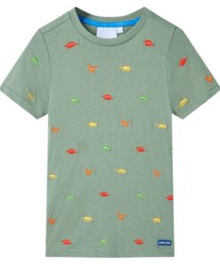 Kindershirt met korte mouwen 128 kakikleurig