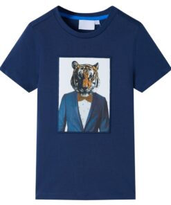 Kindershirt met korte mouwen 140 donkerblauw