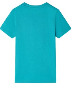 Kindershirt met korte mouwen 140 donkermintkleurig