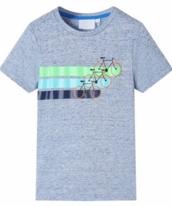 Kindershirt met korte mouwen 140 gemêleerd blauw