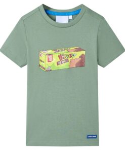 Kindershirt met korte mouwen 140 kakikleurig