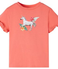 Kindershirt met korte mouwen 140 koraalkleurig