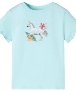 Kindershirt met korte mouwen 140 lichtzeeblauw