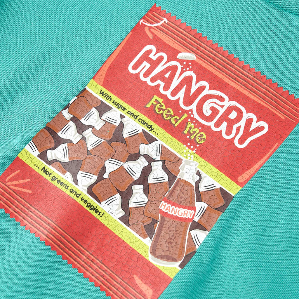 Kindershirt met korte mouwen 92 donkermintkleurig - Image 4