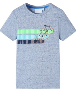 Kindershirt met korte mouwen 92 gemêleerd blauw