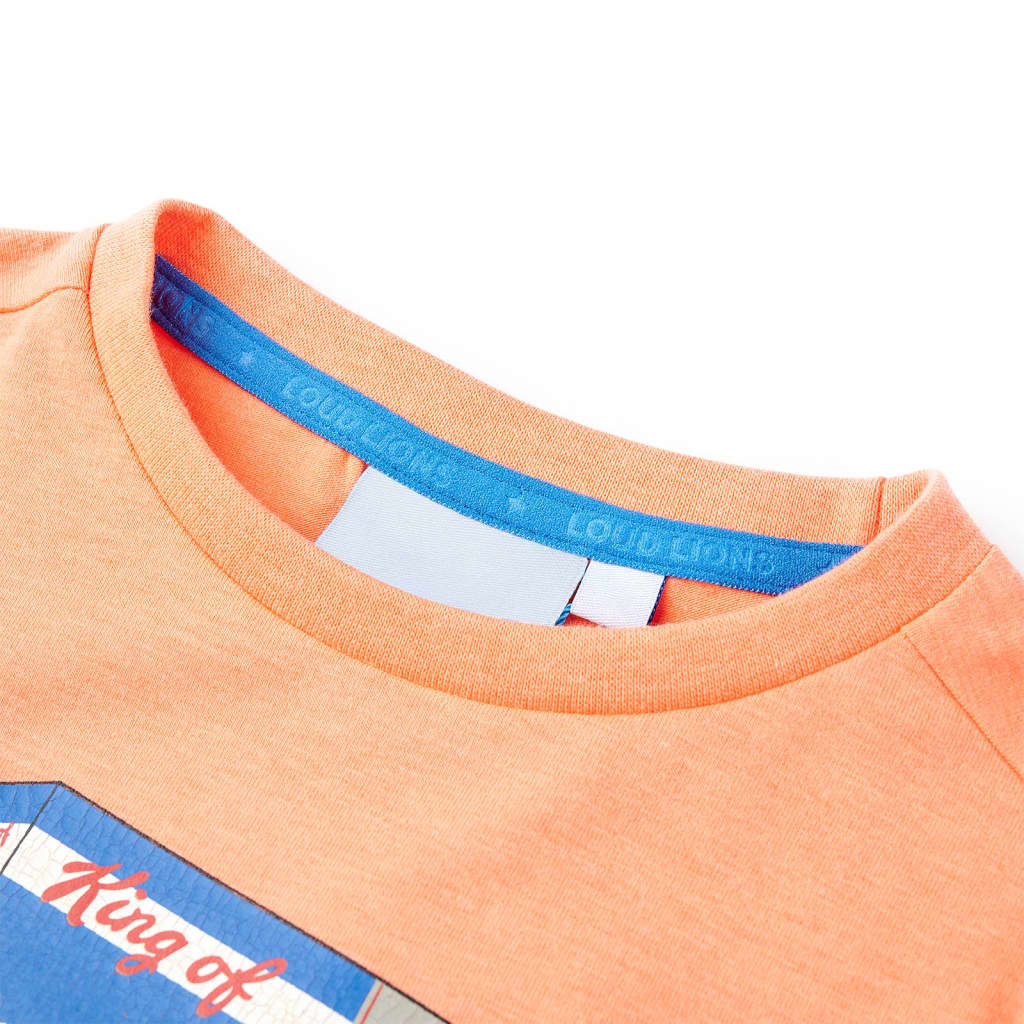 Kindershirt met korte mouwen 92 neonoranje - Image 3