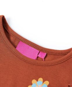 Kindershirt met lange mouwen 104 cognackleurig