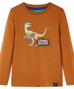 Kindershirt met lange mouwen 104 cognackleurig