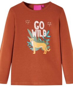 Kindershirt met lange mouwen 104 cognackleurig