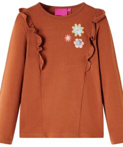 Kindershirt met lange mouwen 104 cognackleurig
