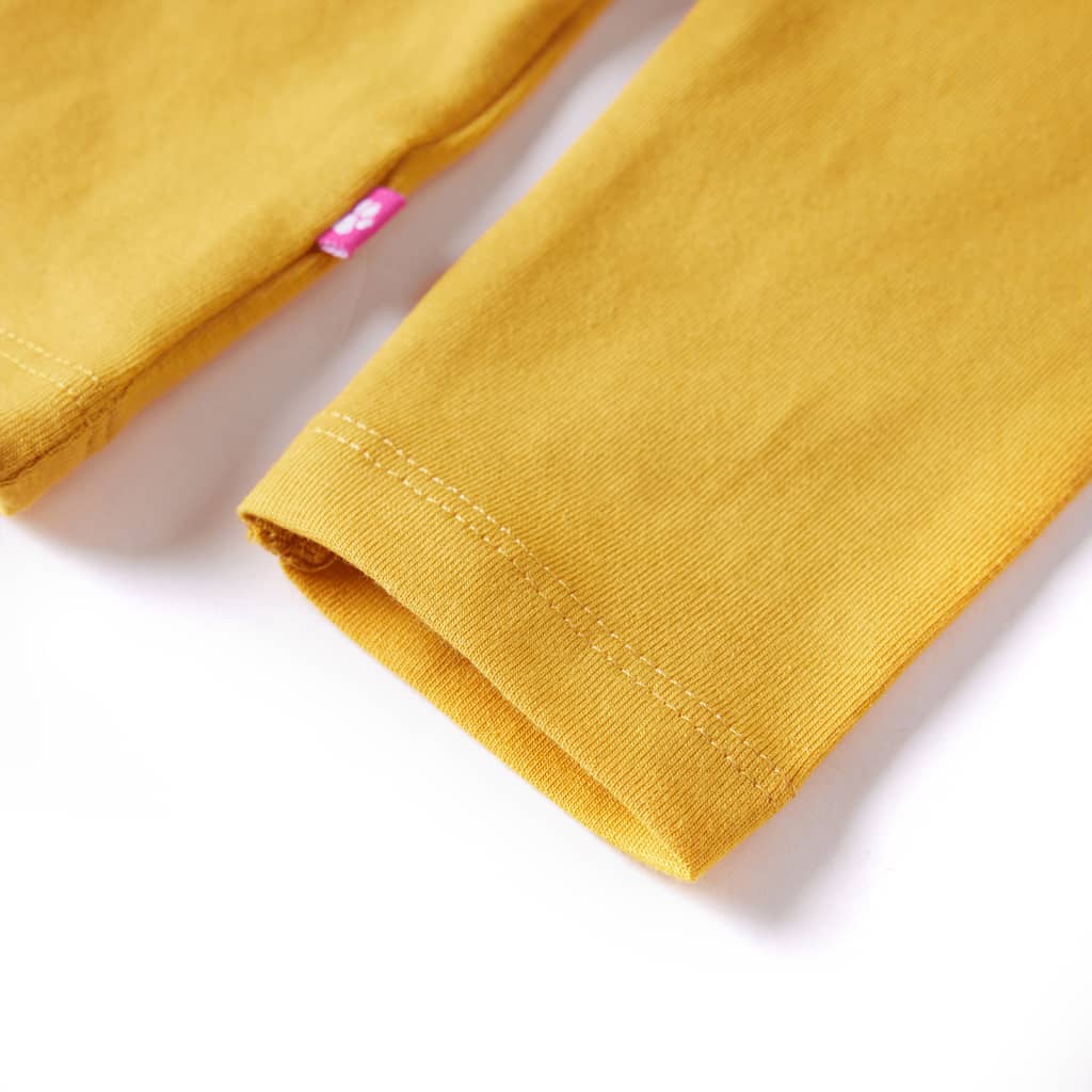 Kindershirt met lange mouwen 104 donker okerkleurig