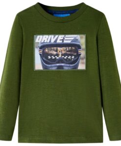 Kindershirt met lange mouwen 104 donkerkakikleurig