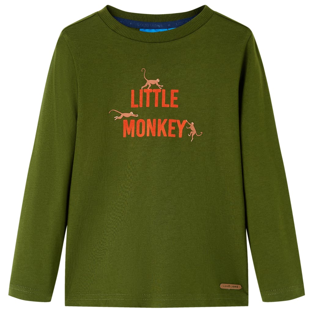 Kindershirt met lange mouwen 104 donkerkakikleurig