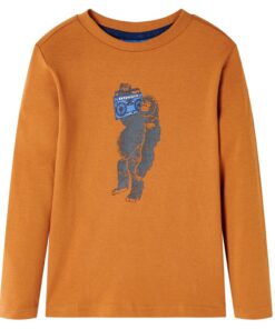 Kindershirt met lange mouwen 104 donkerokerkleurig