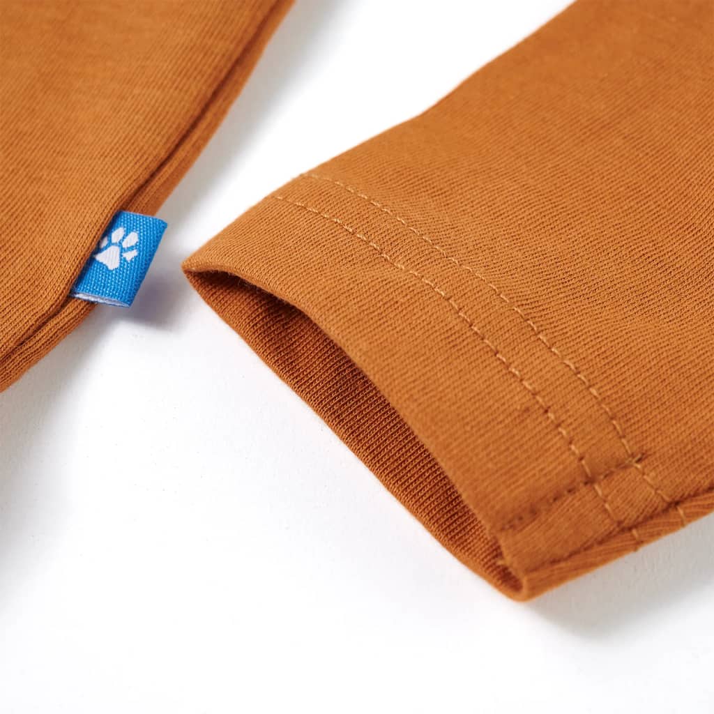 Kindershirt met lange mouwen 104 donkerokerkleurig - Image 5