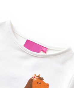 Kindershirt met lange mouwen 104 ecrukleurig