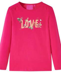 Kindershirt met lange mouwen 104 felroze