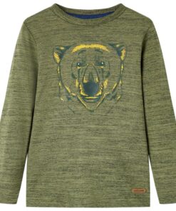 Kindershirt met lange mouwen 104 gemêleerd kakikleurig