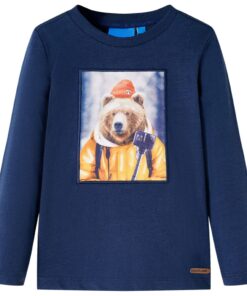 Kindershirt met lange mouwen 104 gemêleerd marineblauw