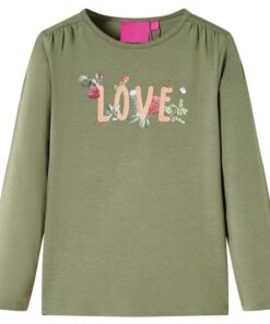 Kindershirt met lange mouwen 104 kakikleurig