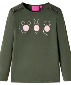 Kindershirt met lange mouwen 104 kakikleurig