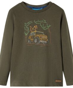 Kindershirt met lange mouwen 104 kakikleurig