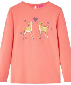 Kindershirt met lange mouwen 104 koraalkleurig