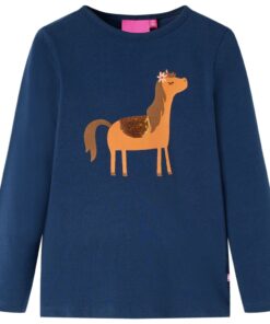 Kindershirt met lange mouwen 104 marineblauw