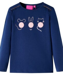 Kindershirt met lange mouwen 104 marineblauw
