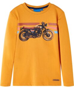 Kindershirt met lange mouwen 104 okerkleurig