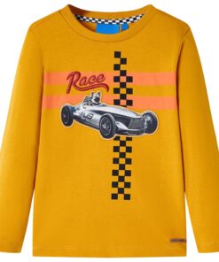 Kindershirt met lange mouwen 104 okerkleurig