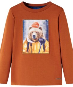 Kindershirt met lange mouwen 104 oranjebruin